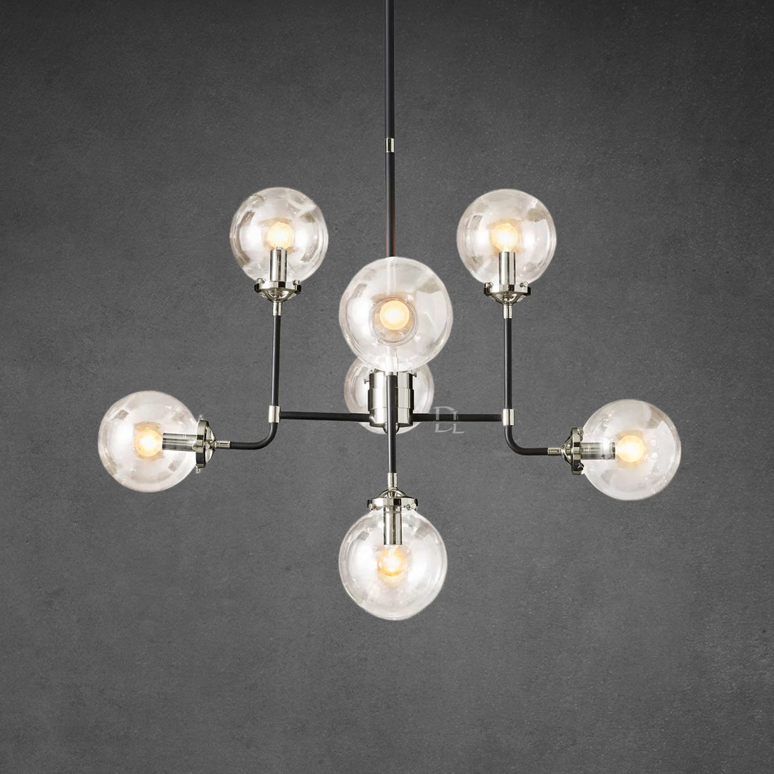 Bistro Globe Clear Glass Chandelier 34"