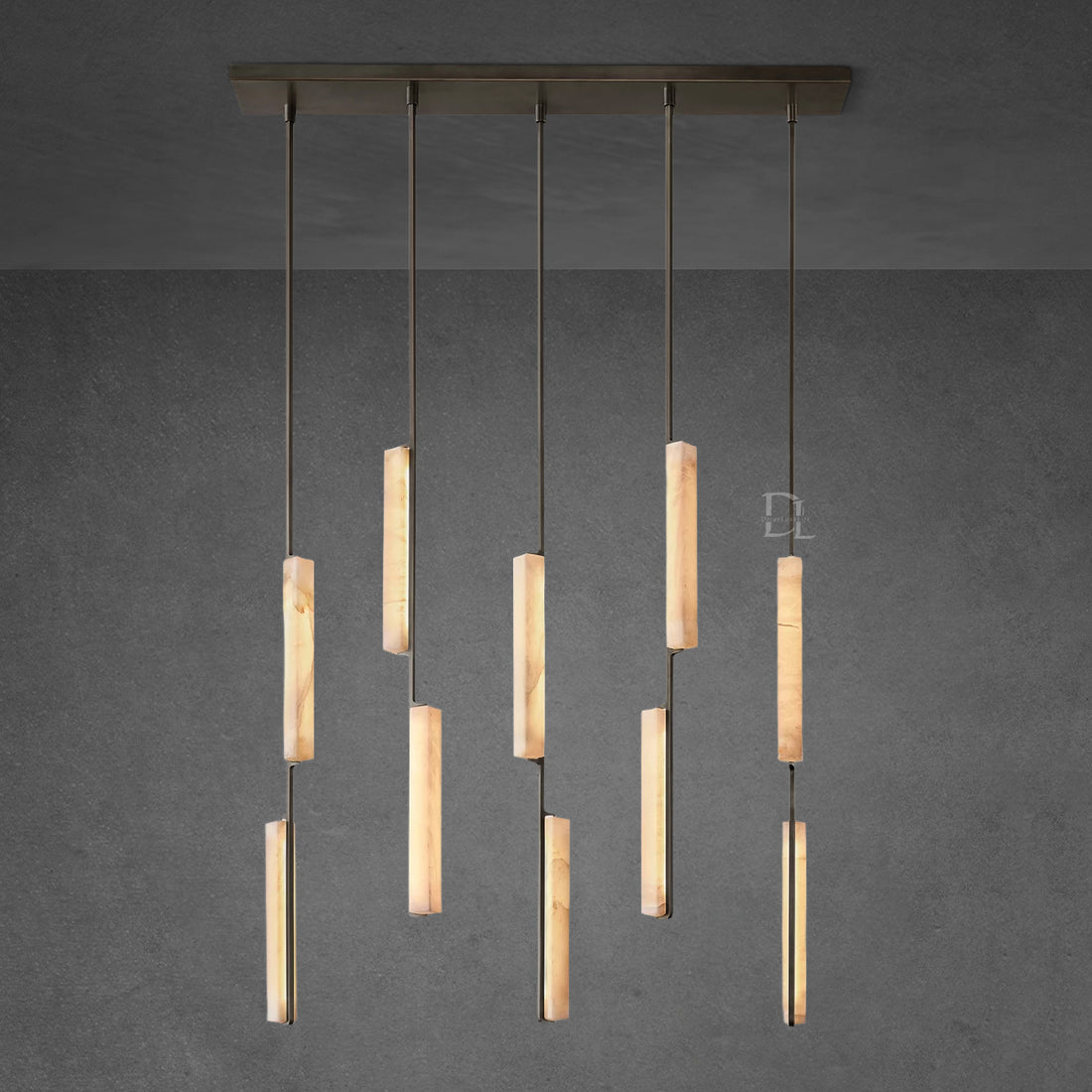 Audobon Alabaster Linear Chandelier 54"