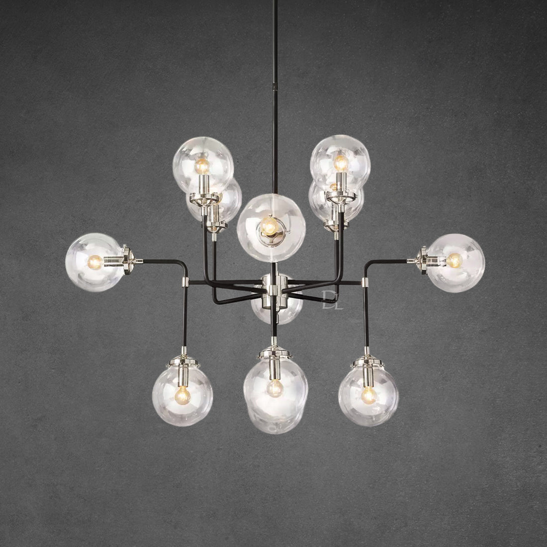 Bistro Globe Clear Glass Chandelier 42"
