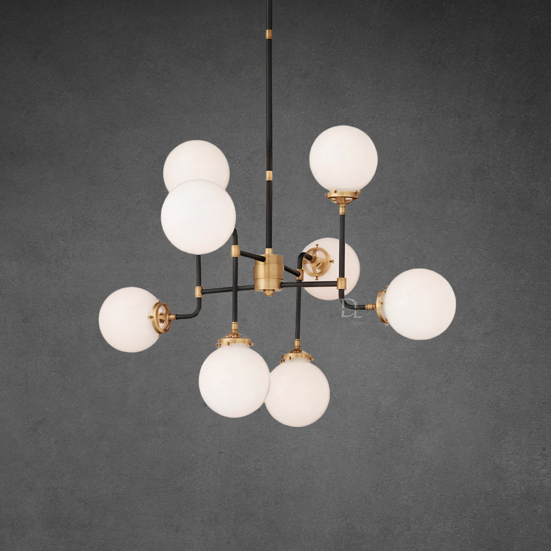 Bistro Globe Milk Glass Chandelier 34"