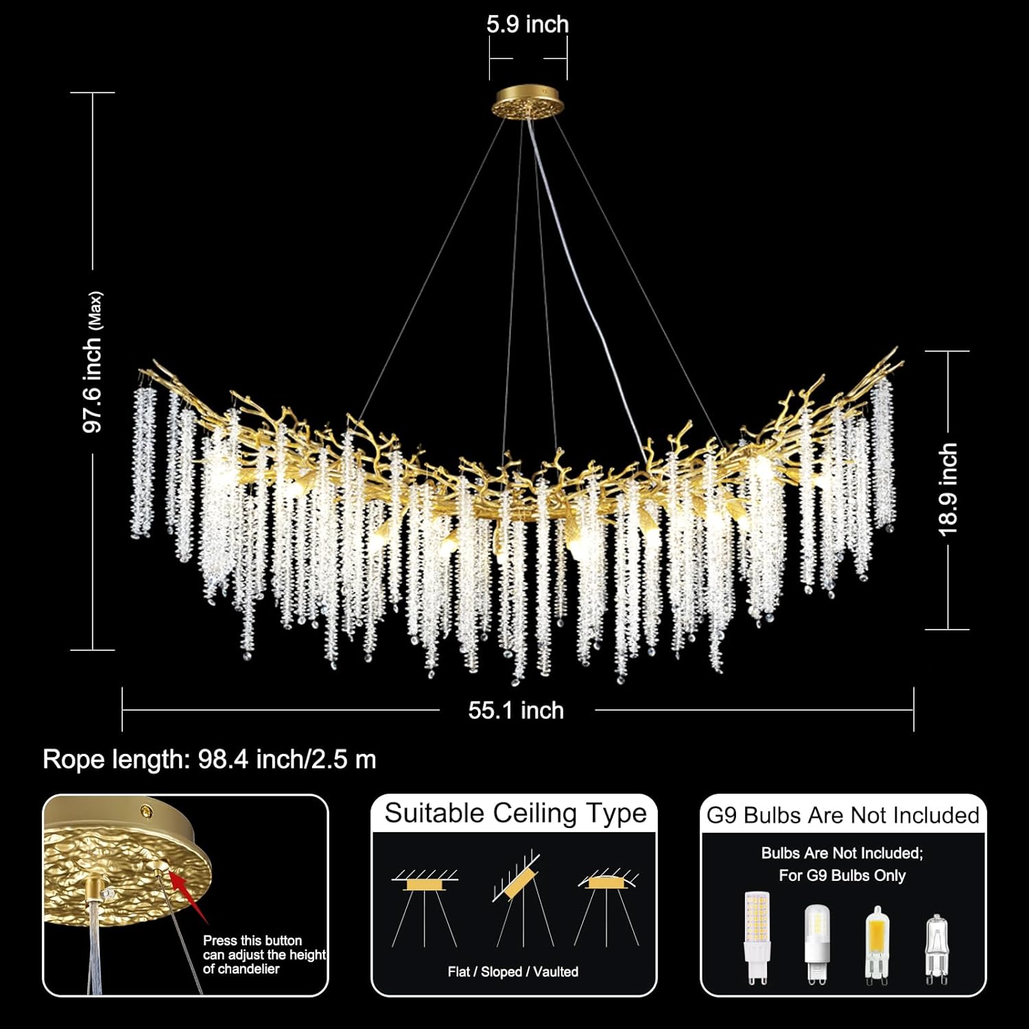 Gold Tree Branches Chandelier - Fast Delivery-1-Luxehomezone