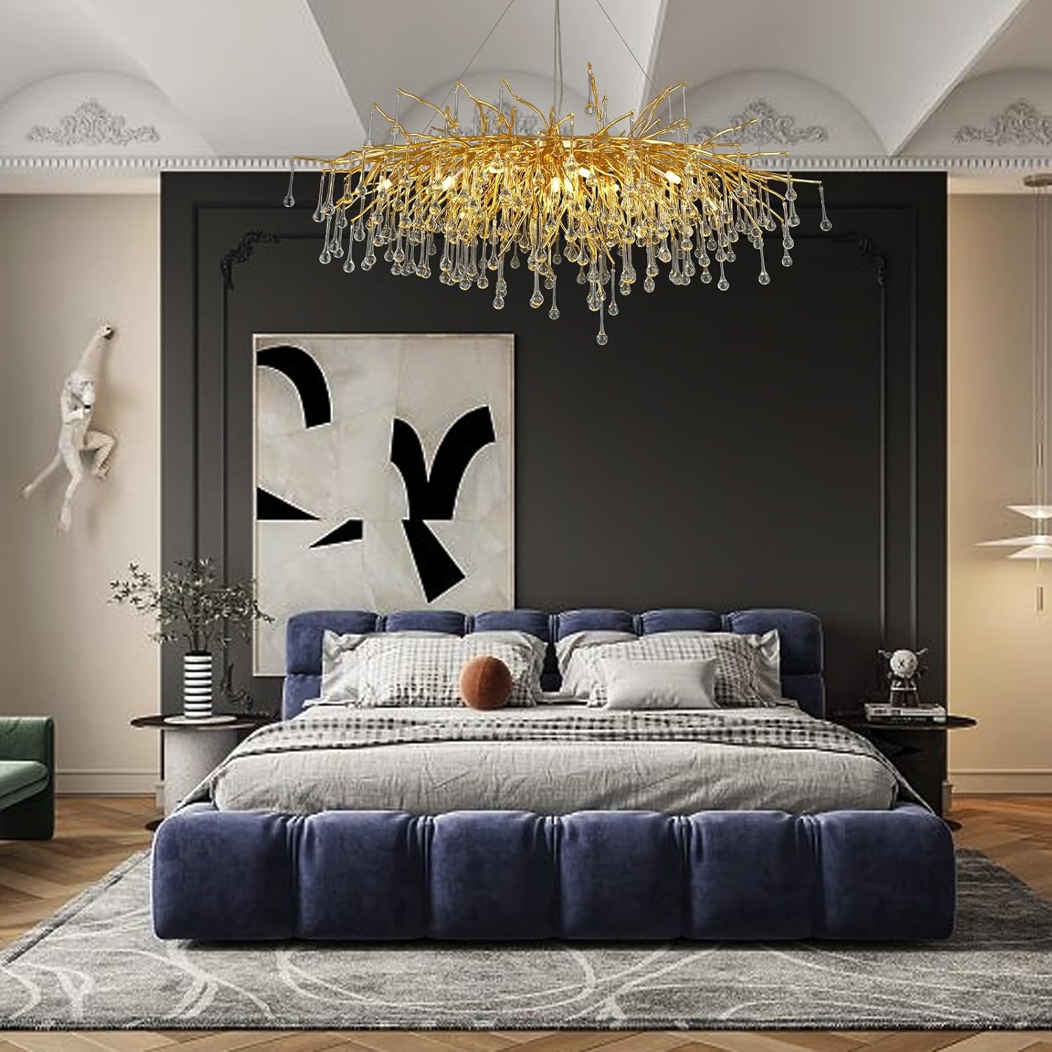 Gold Raindrop Crystal Chandelier,  Tree Branch Chandelier for Dining Room - Fast Delivery-1-Luxehomezone