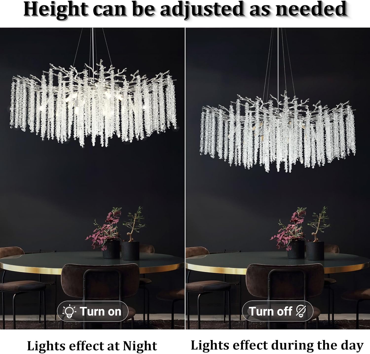 Round Silver Tree Branches Chandelier 40" - Fast Delivery-1-Luxehomezone