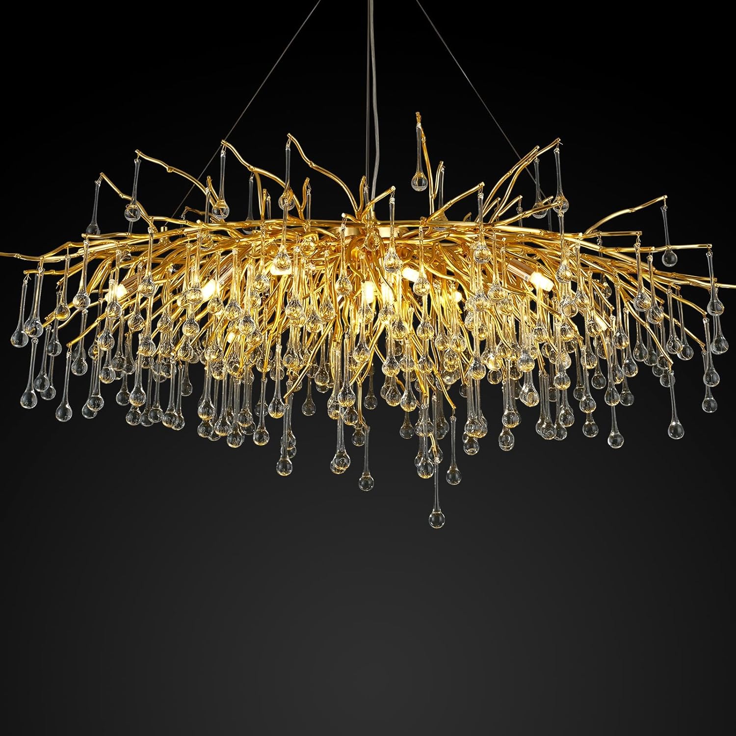Gold Raindrop Crystal Chandelier,  Tree Branch Chandelier for Dining Room - Fast Delivery-1-Luxehomezone