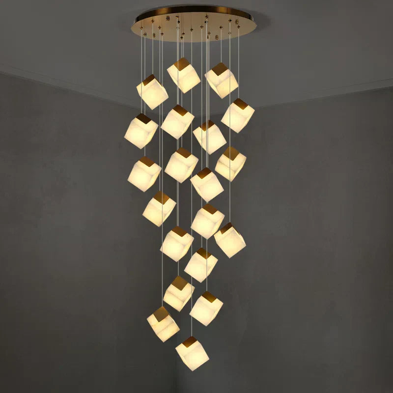 Emerson Alabaster-Box Round Chandelier 20" 24"