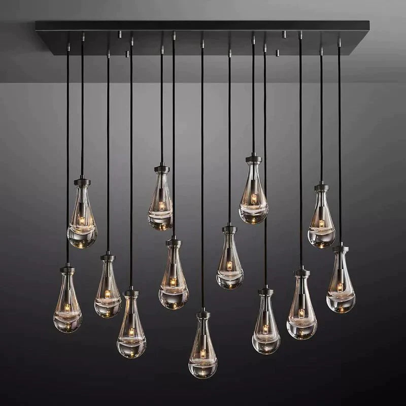 Raindrop Glass Linear Chandelier 54"