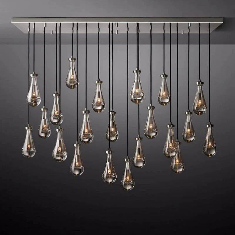 Raindrop Glass Linear Chandelier 72"