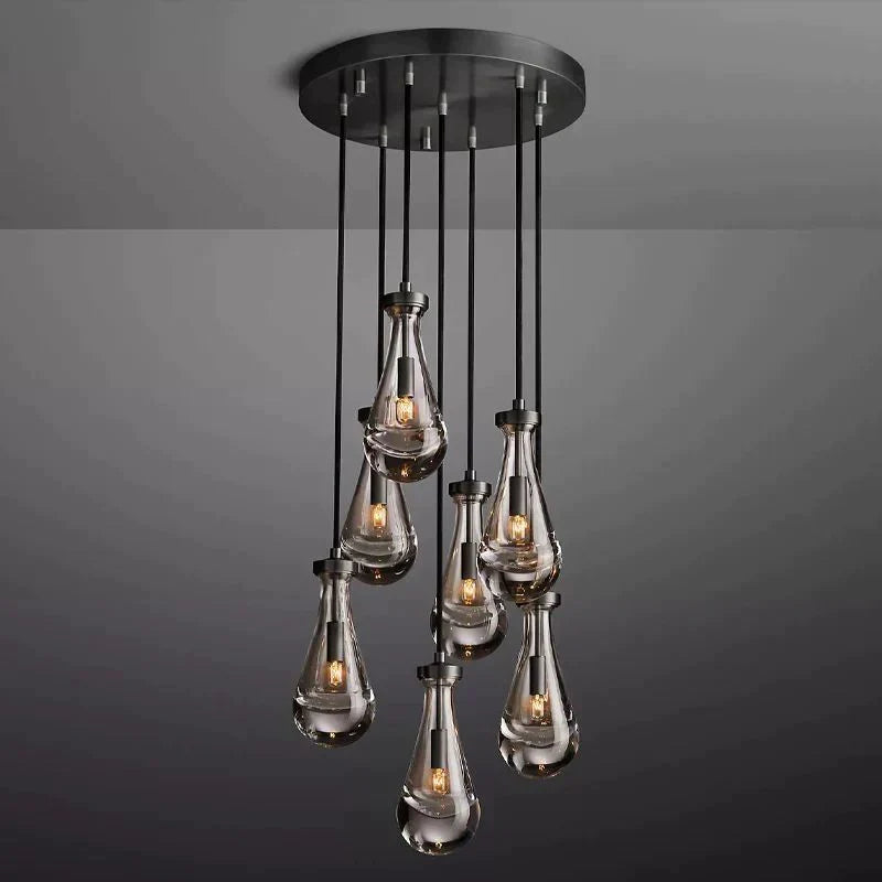 Raindrop Glass Round Chandelier 18"