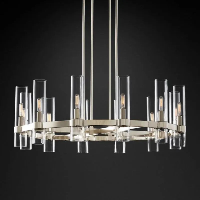 Ravele Clear Glass Round Chandelier 36"