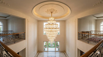 Tiered Crystal Chandelier for Classic Staircase Hall Interior