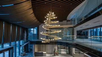 Commercial Atrium Custom Spiral Multi-Tier Chandelier