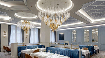 Custom Glass Leaf Chandelier for a Luxury Restaurant Setting