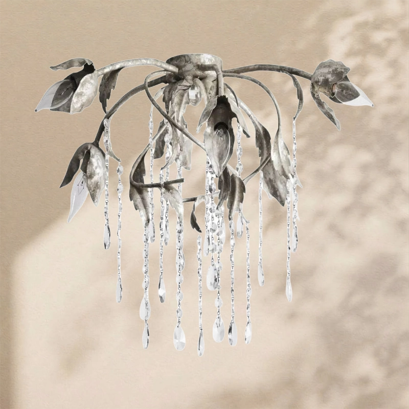 Gothic Viticcio Flushmount 23.5" 32"-Silver