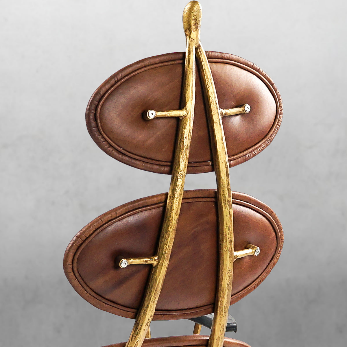 Hand-Forged Metal High Back Brown Leather Lounge Accent Chair