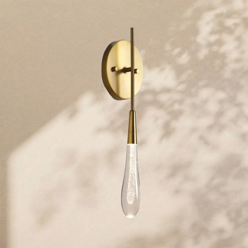 Raindrop Glass Round Solitaire Wall Sconce