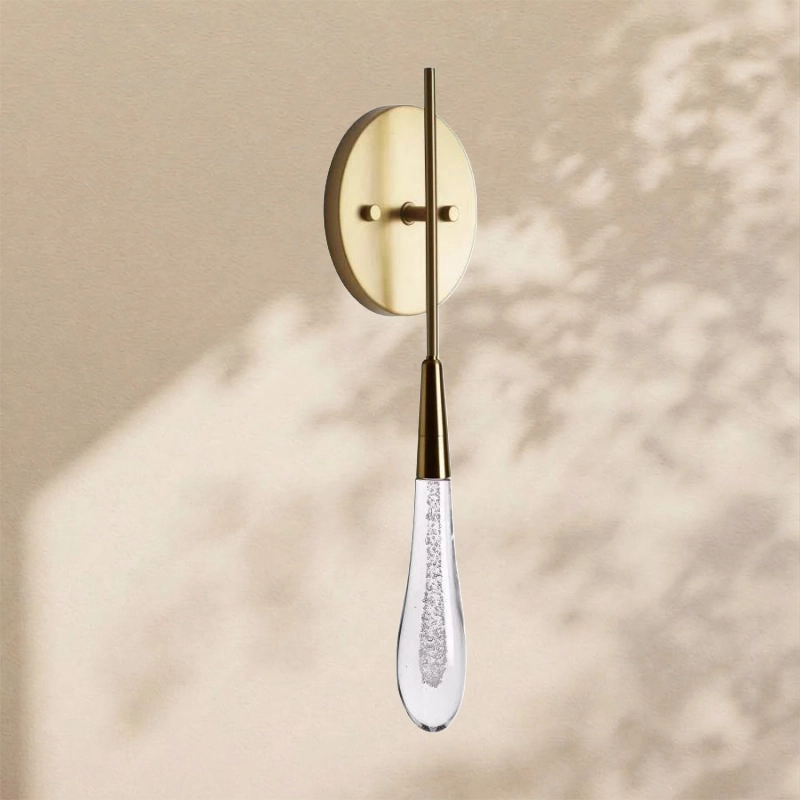 Raindrop Glass Round Solitaire Wall Sconce