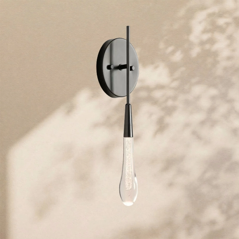 Raindrop Glass Round Solitaire Wall Sconce