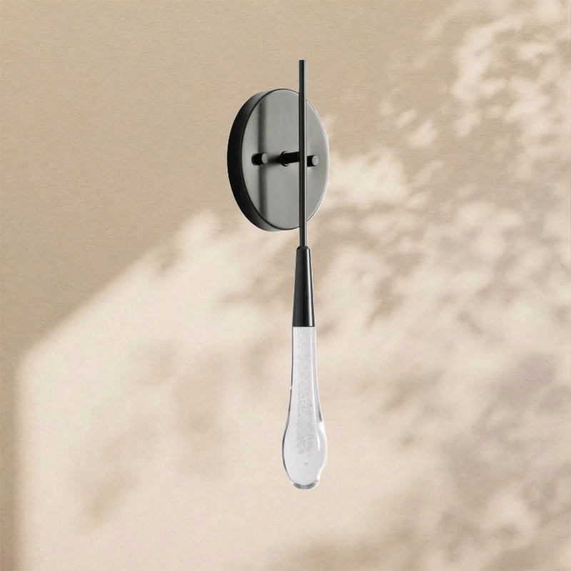 Raindrop Glass Round Solitaire Wall Sconce