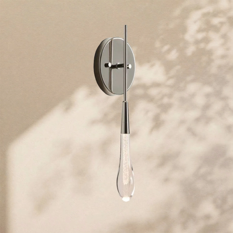 Raindrop Glass Round Solitaire Wall Sconce