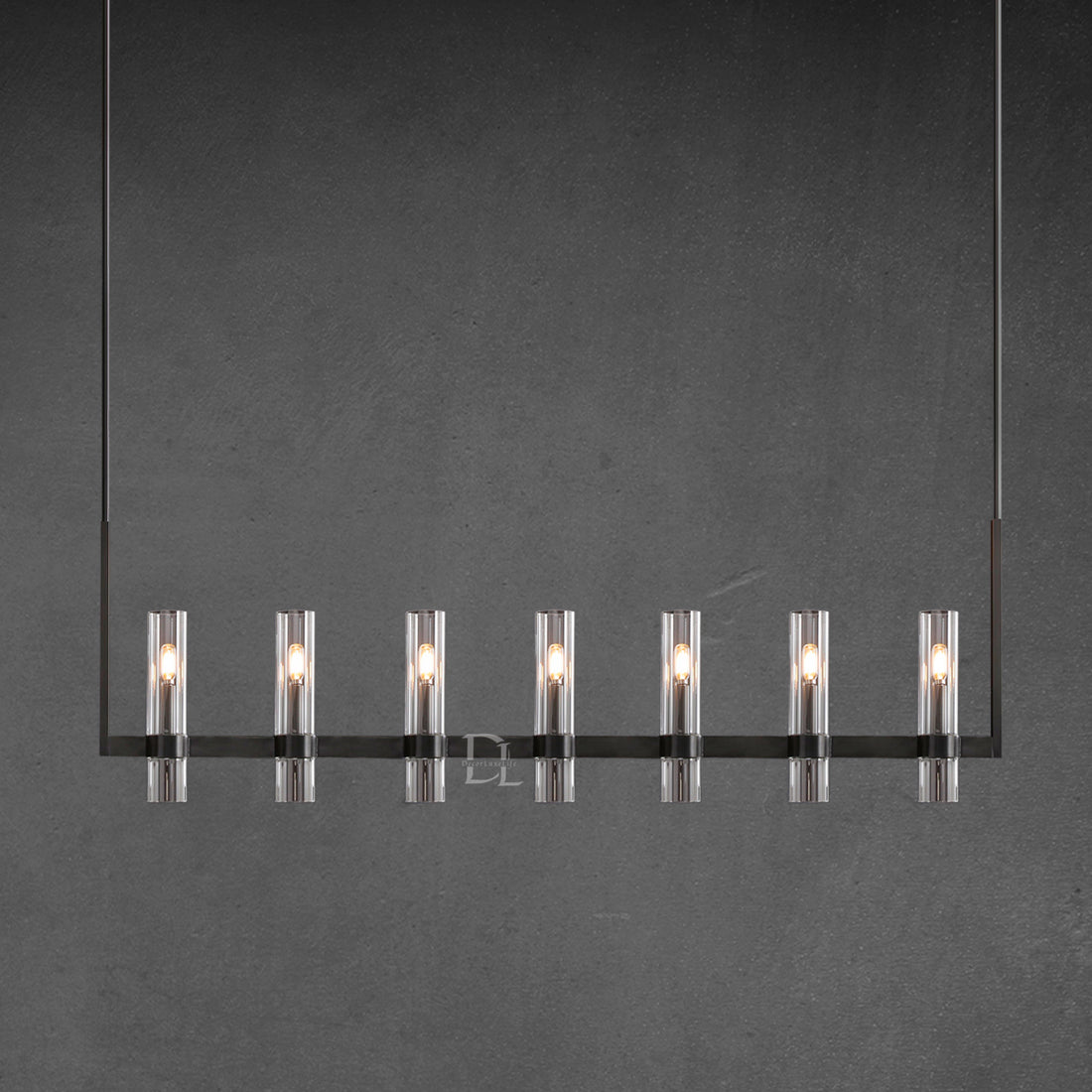 Ravelle Glass Shaded Modern Linear Chandelier 59"