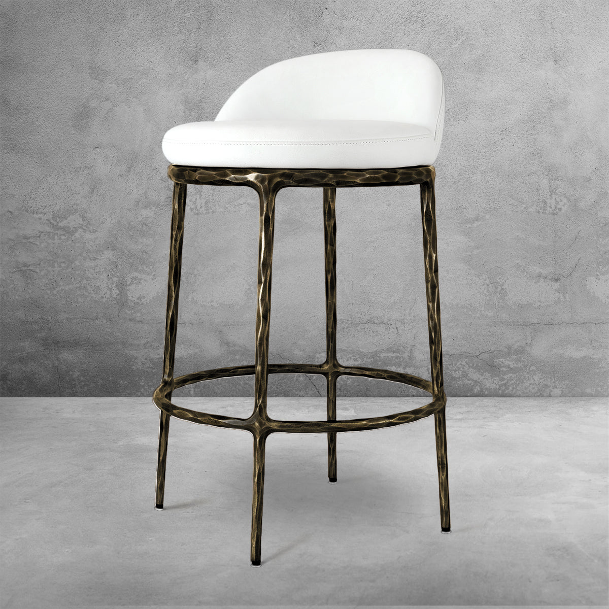 Hand-Forged Metal Bar Swivel Counter Stool