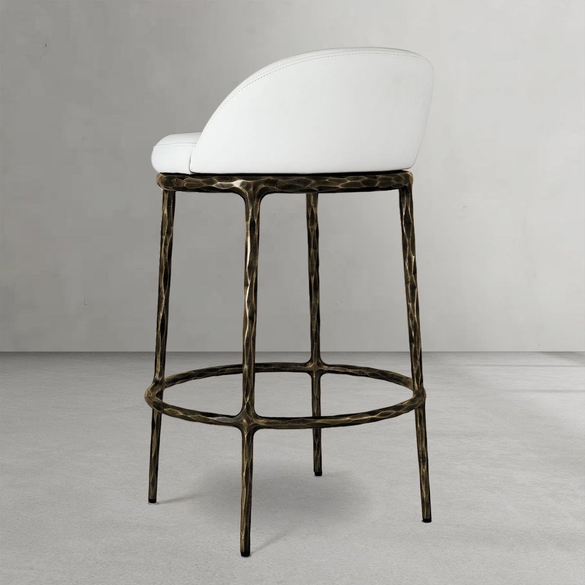 Hand-Forged Metal Bar Swivel Counter Stool