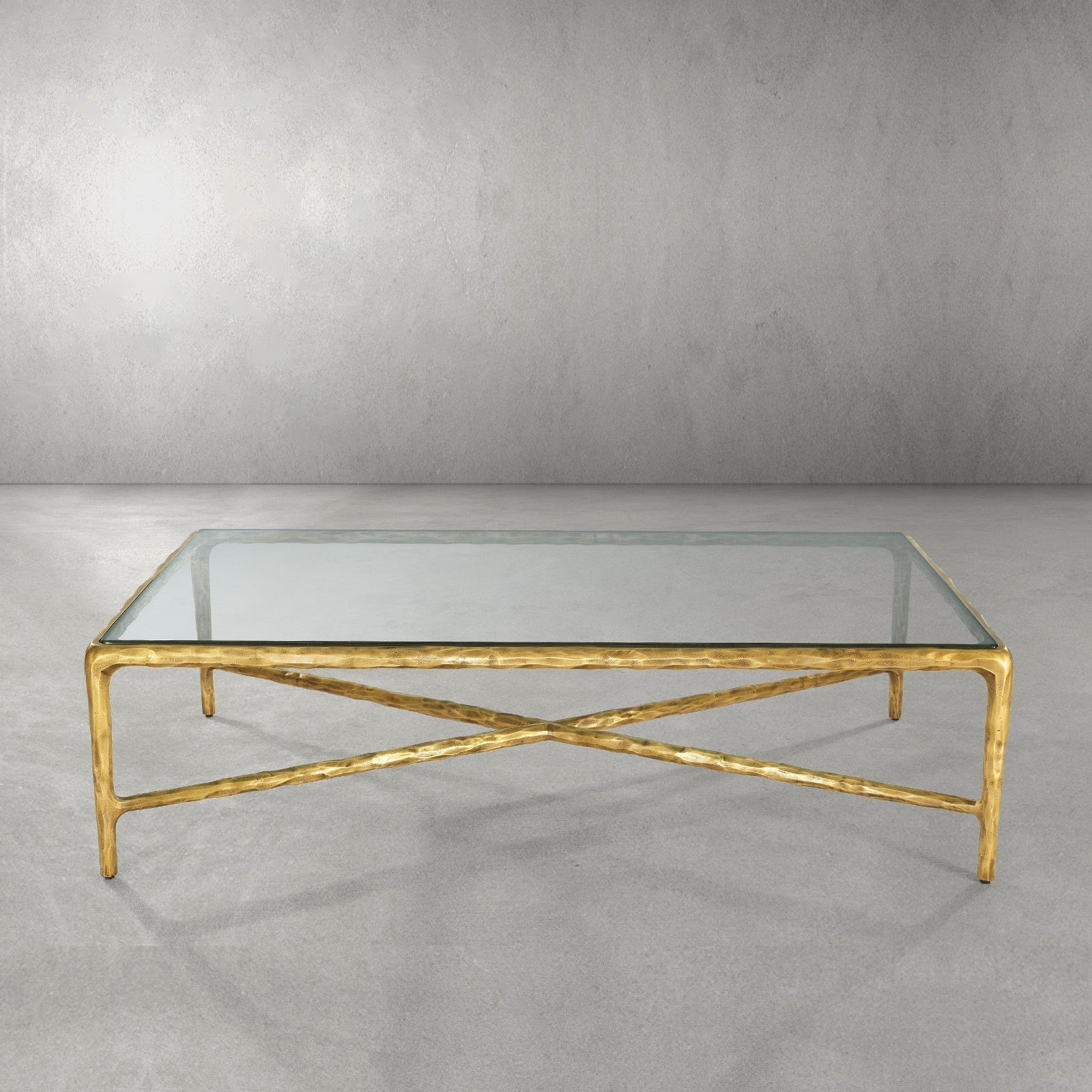 Hand-Forged Metal Square Glass Coffee Table