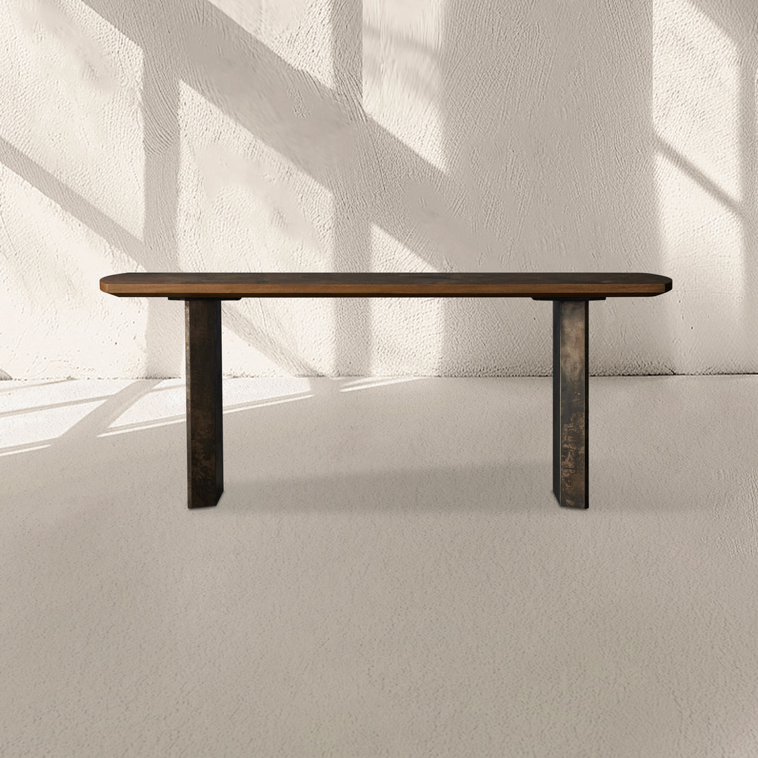 Loranco Ash Entrance Console Wood Hallway Entryway Table With Steel Base