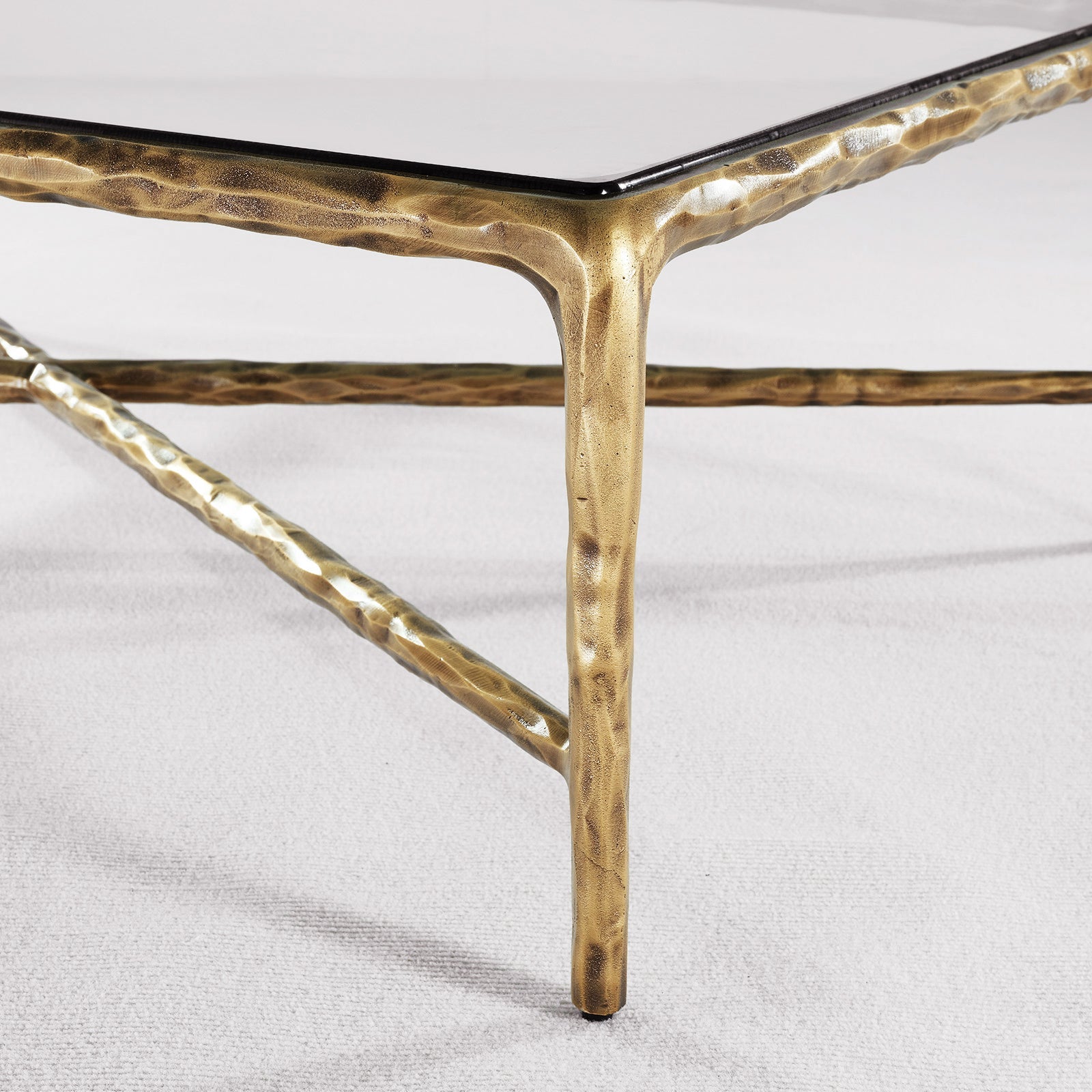Hand-Forged Metal Rectangle Glass Coffee Table