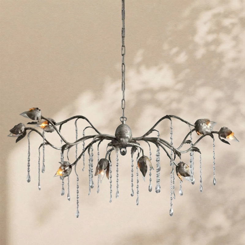 Gothic Viticcio Rectangular Chandelier 52 " 61" 71"- Silver