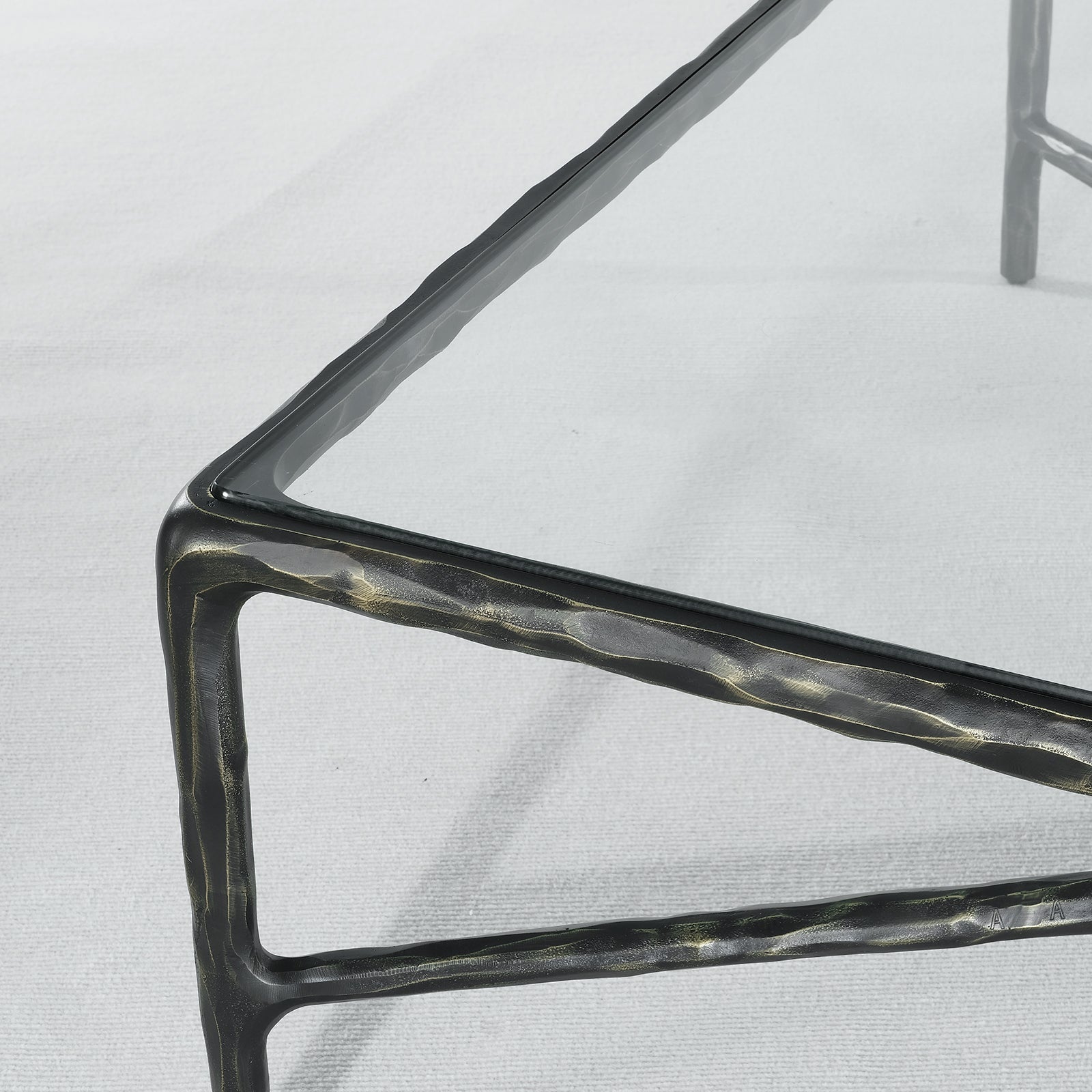 Hand-Forged Metal Rectangle Glass Coffee Table