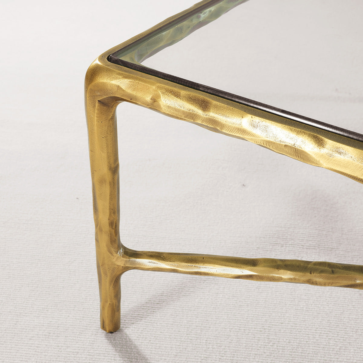 Hand-Forged Metal Rectangle Glass Coffee Table