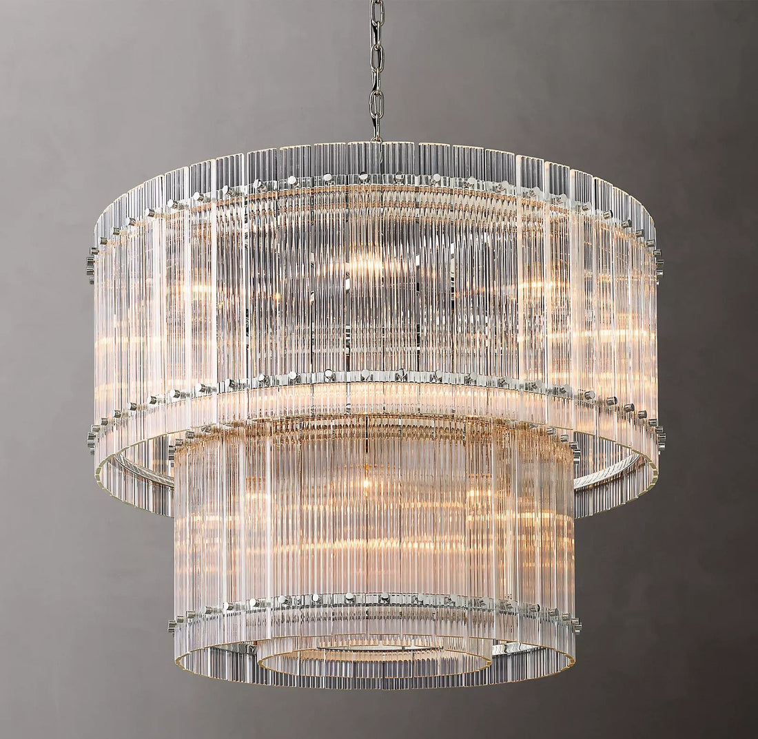 San Marc Handmade Glass 2-Tier Round Chandelier 37"
