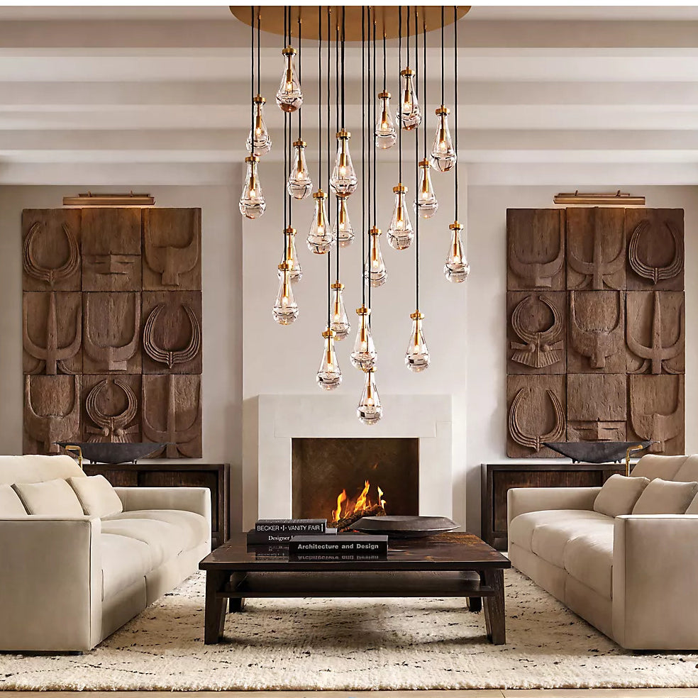 Raindrop Glass Round Chandelier 47"