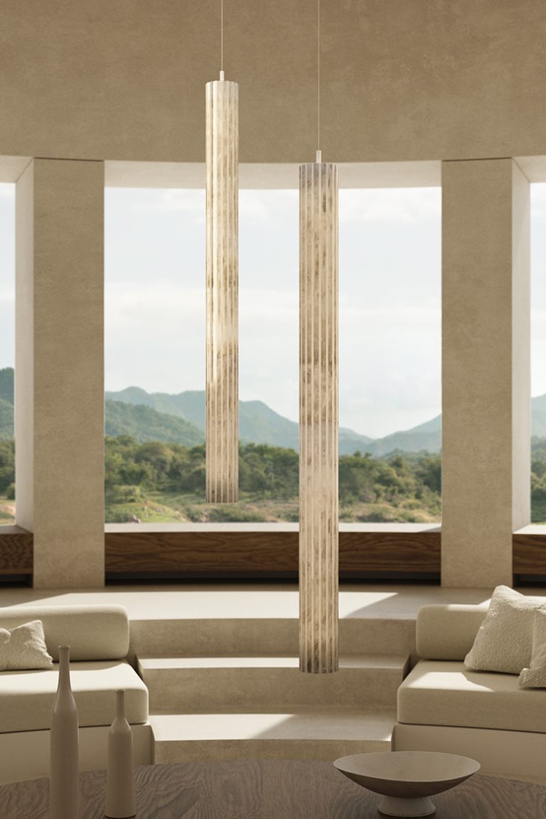 Vertical Roller Alabaster Pendant Light