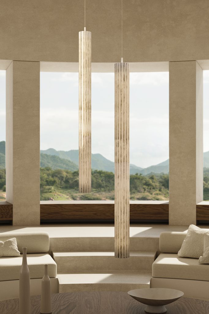 Vertical Roller Alabaster Pendant Light