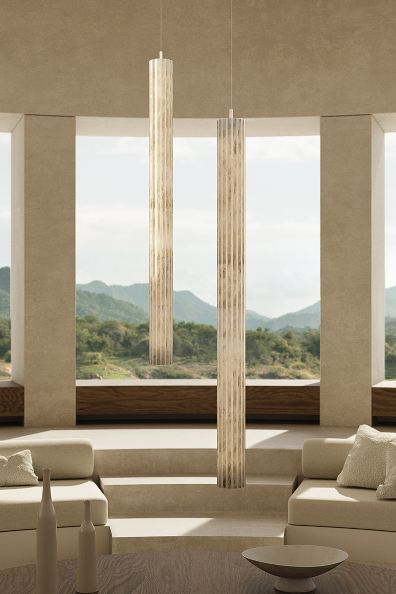 Vertical Roller Alabaster Pendant Light
