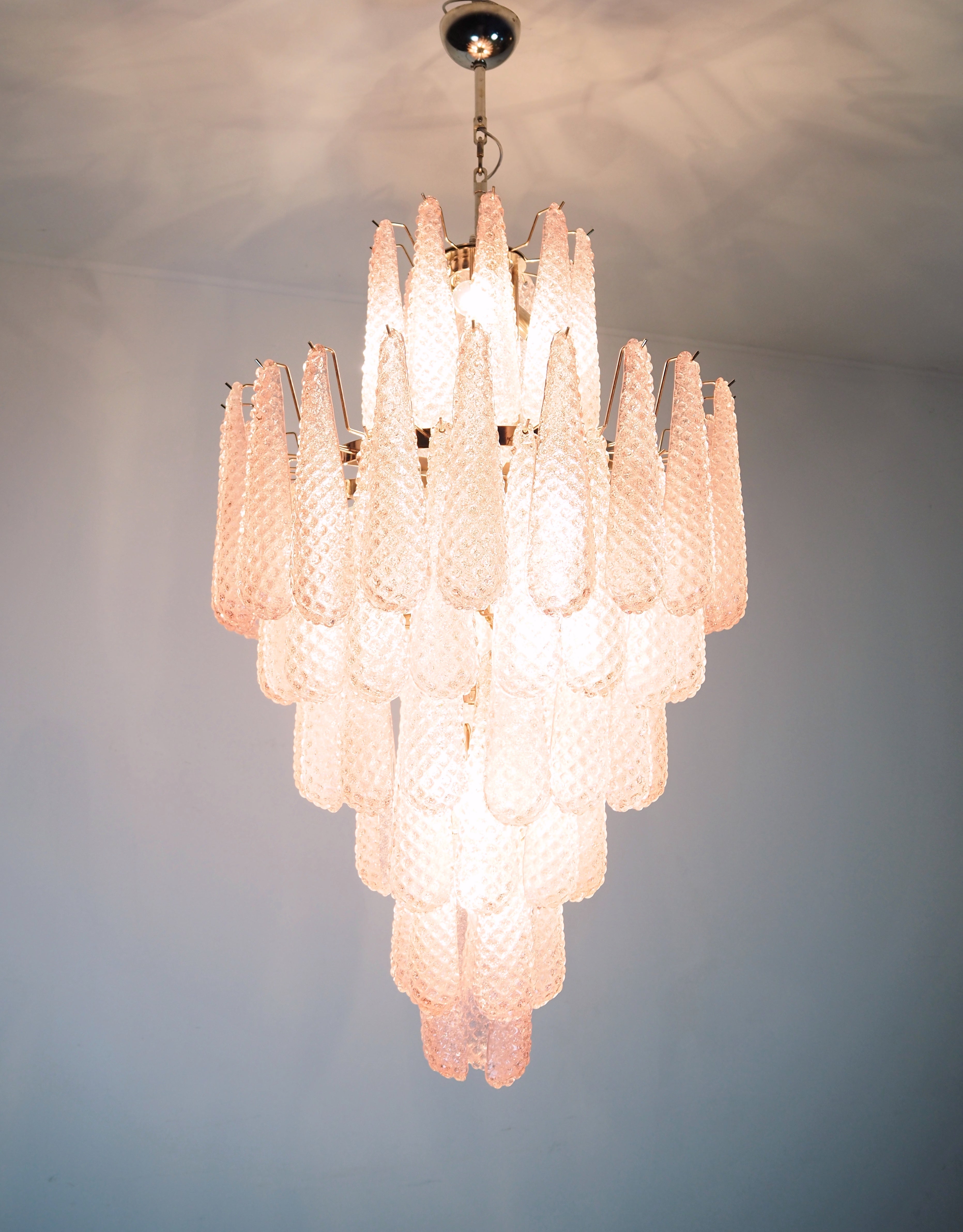 Murano Chandelier 85 Pink Drop Glass