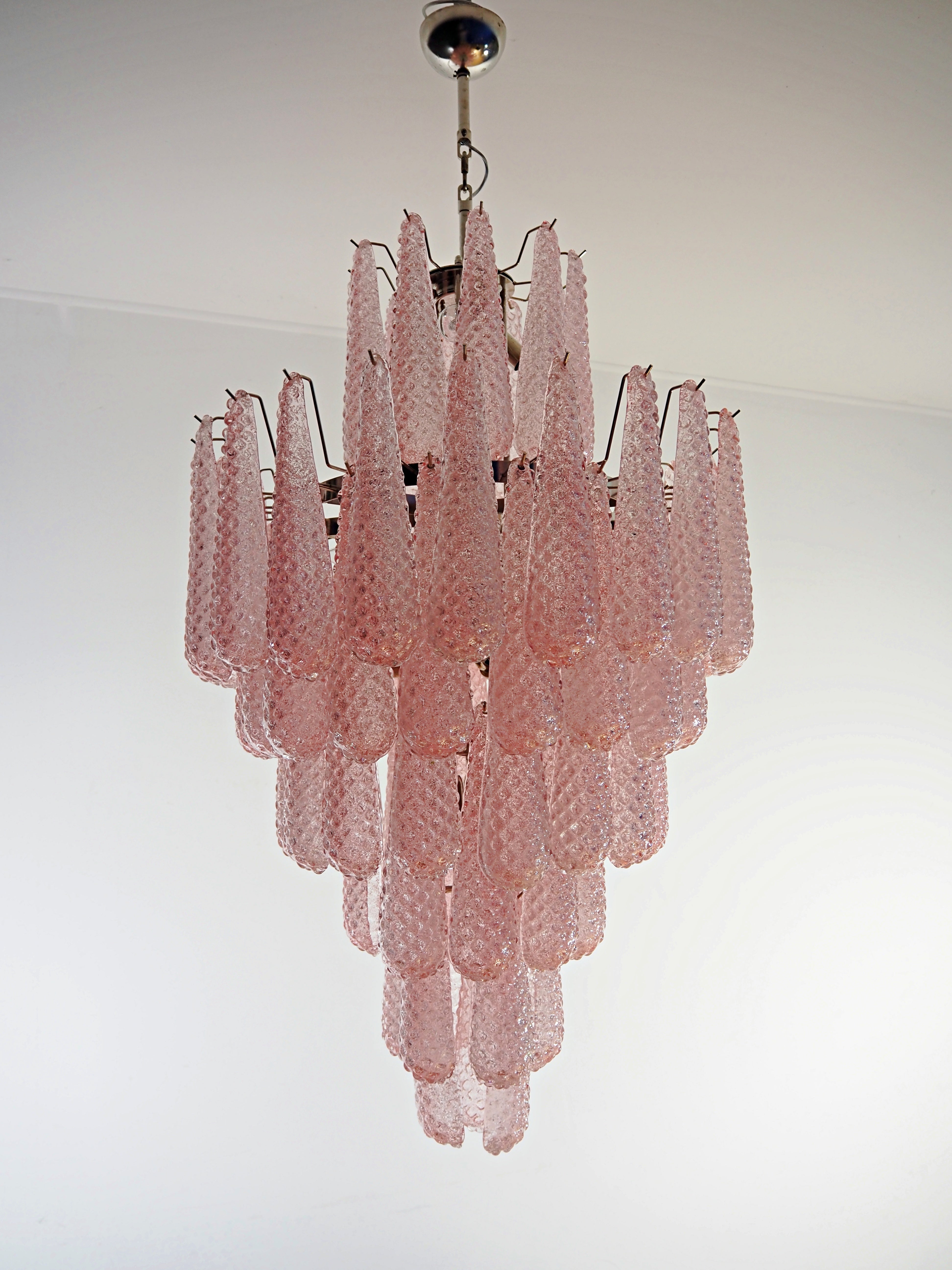 Murano Chandelier 85 Pink Drop Glass
