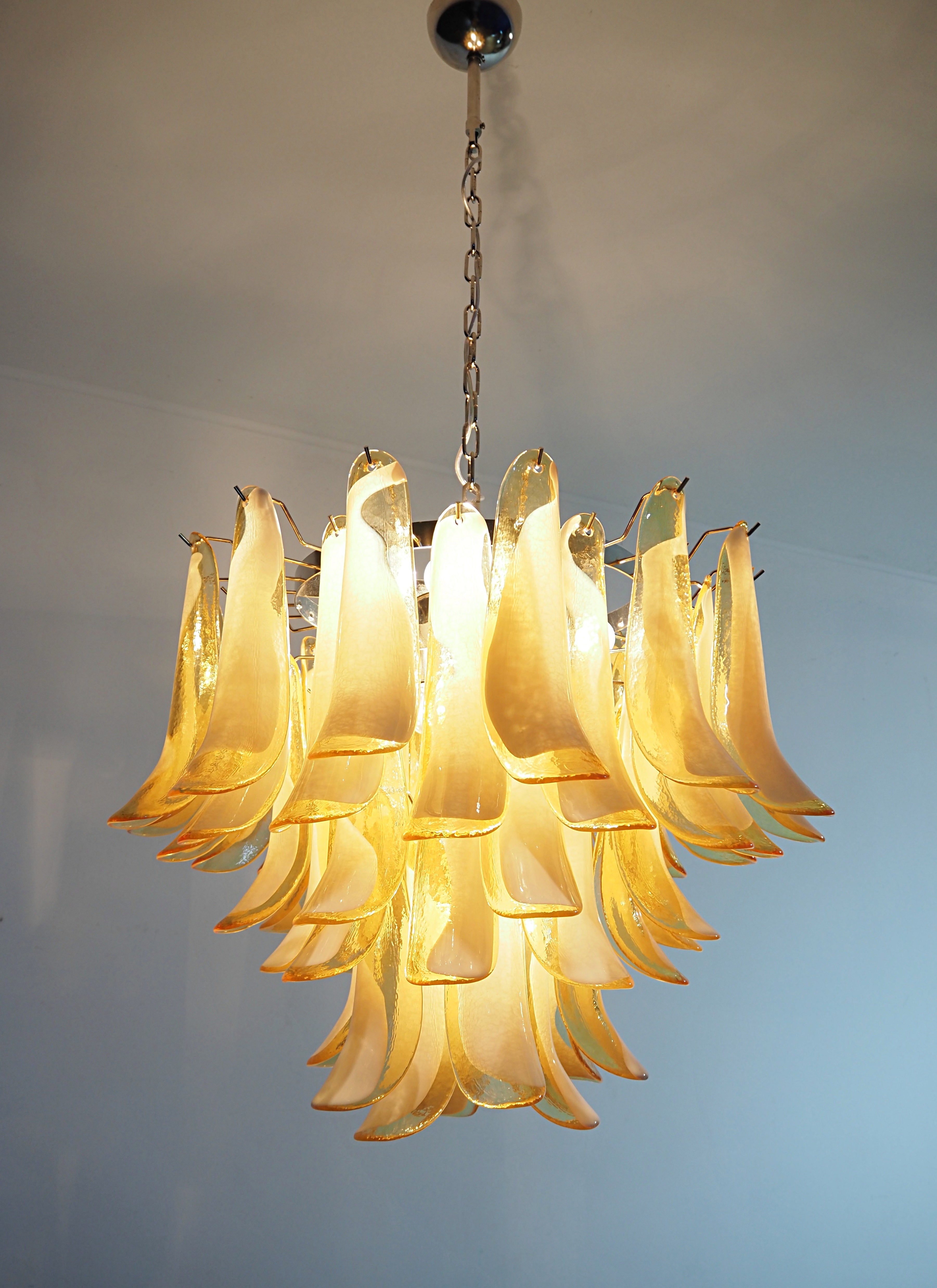 Murano Chandelier 53 Caramel-Colored Petal Glass