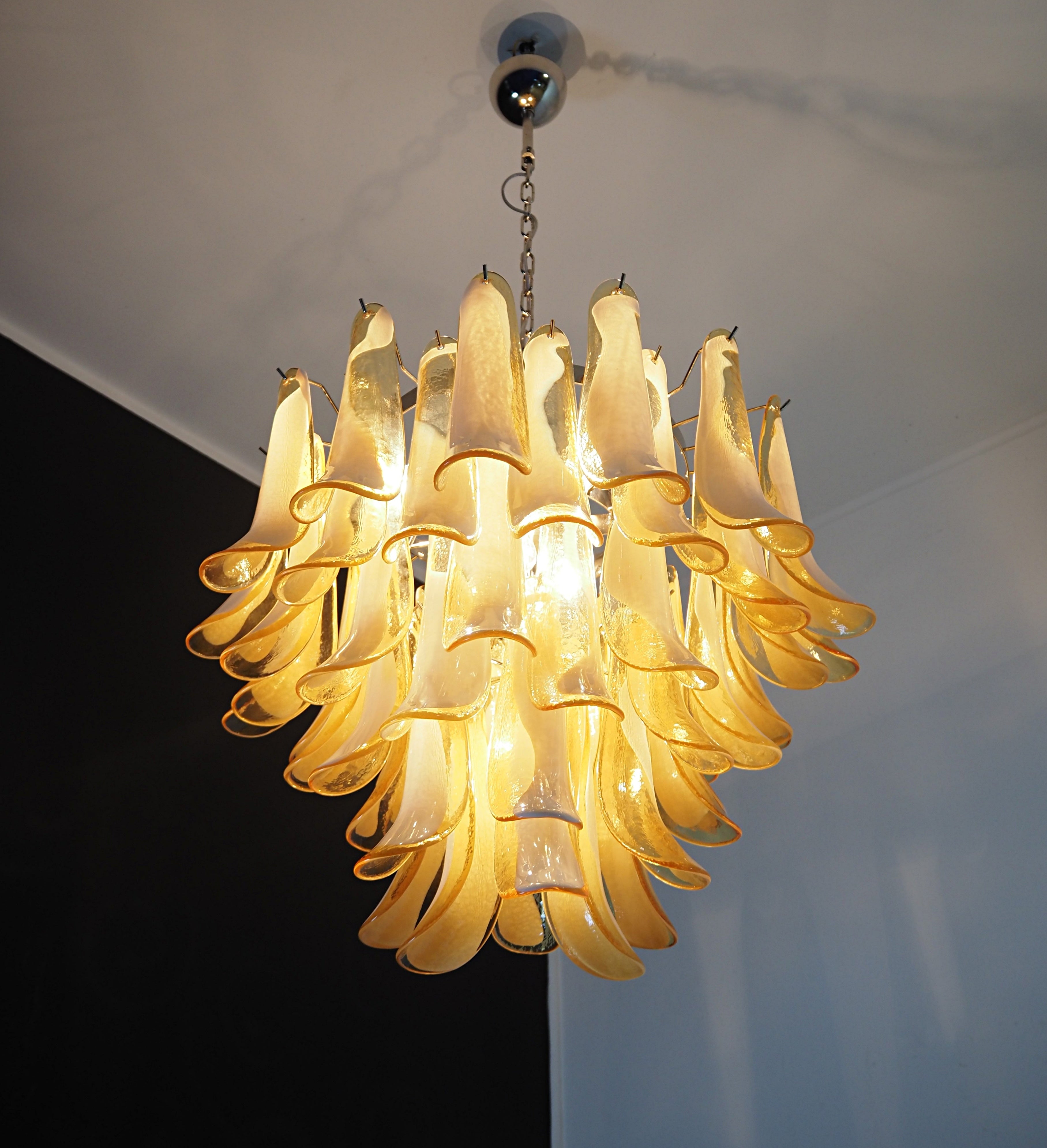 Murano Chandelier 53 Caramel-Colored Petal Glass