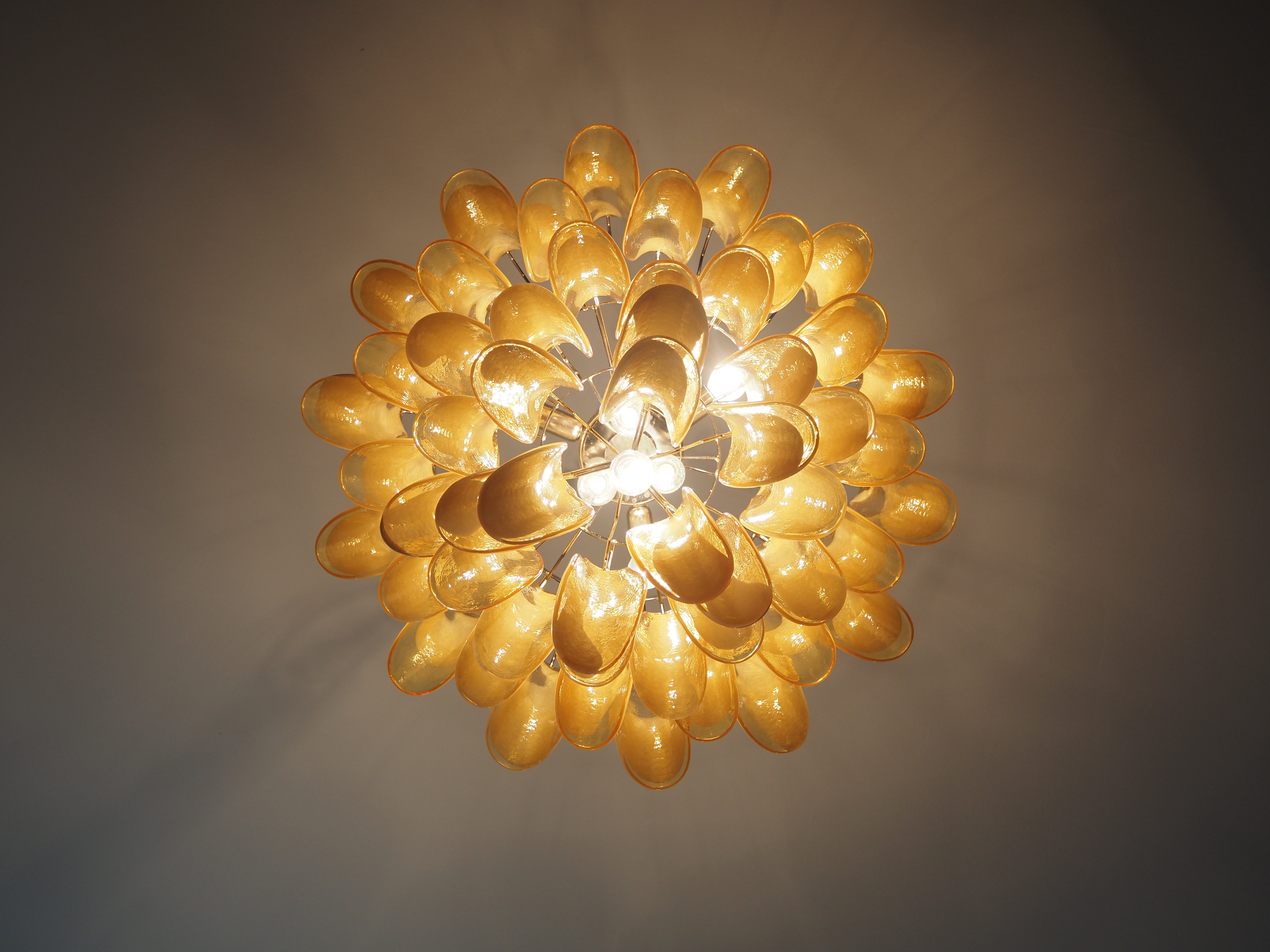 Murano Chandelier 53 Caramel-Colored Petal Glass