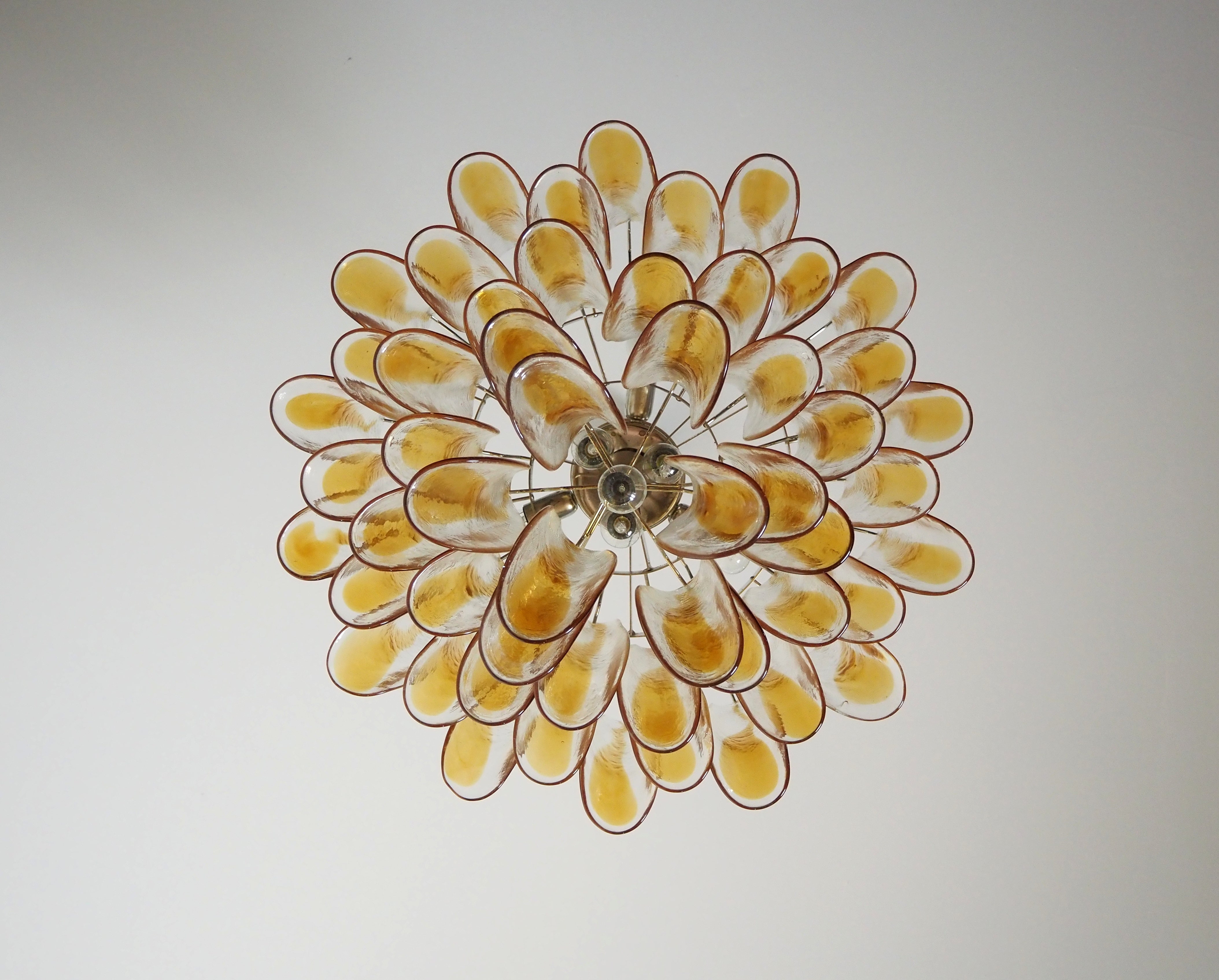 Murano Chandelier 53 Yellow Petal Glass