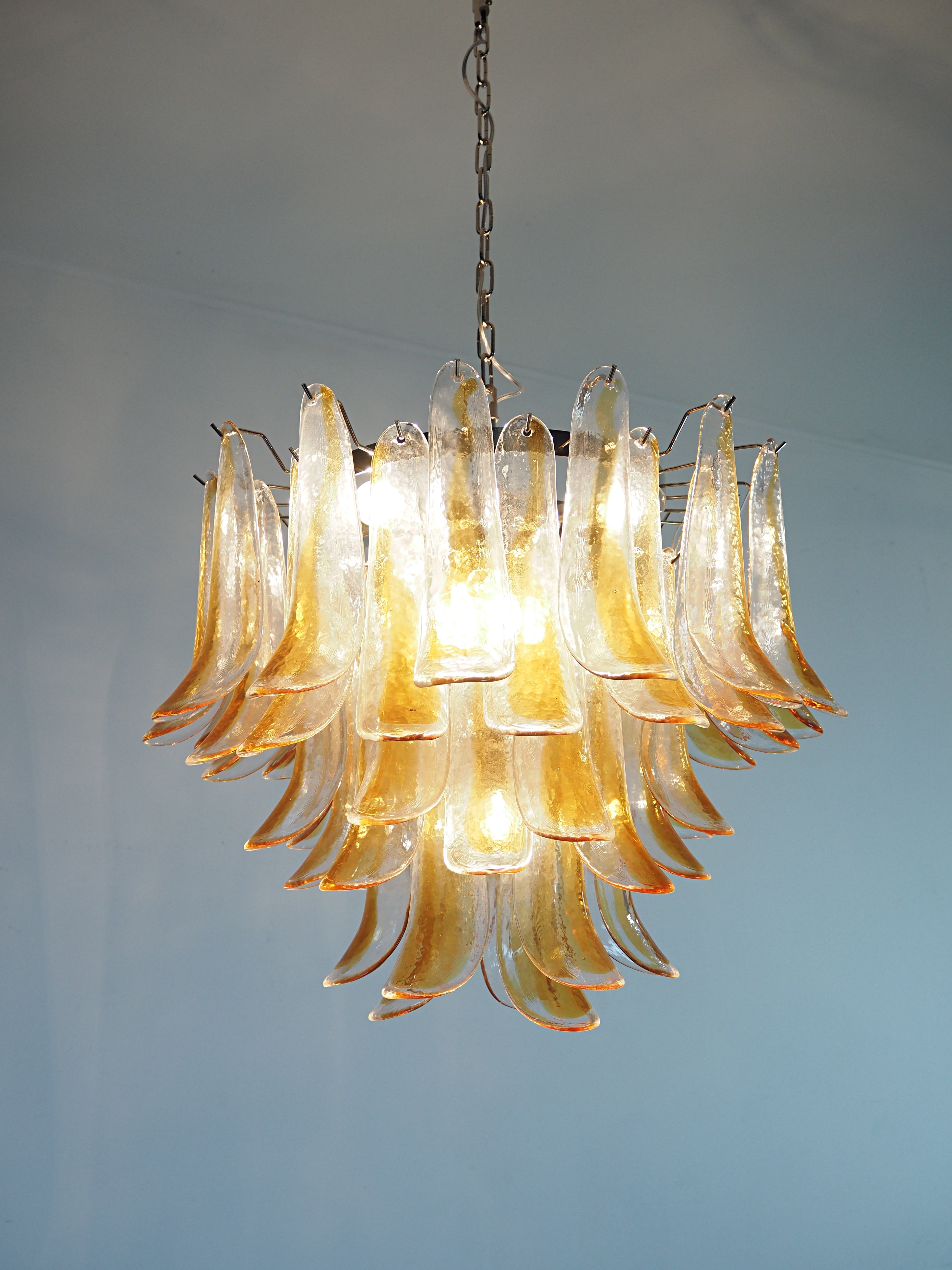 Murano Chandelier 53 Yellow Petal Glass