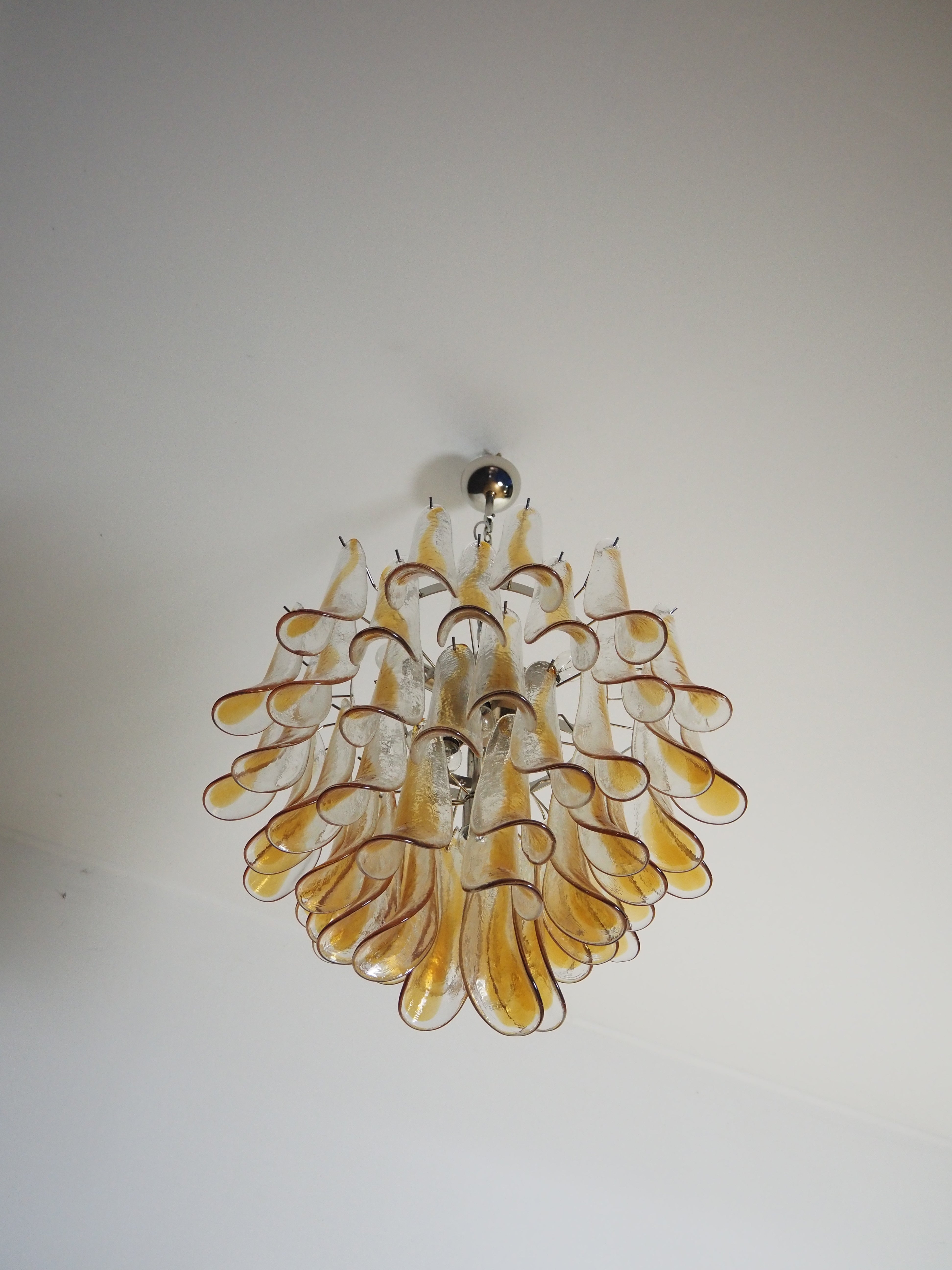 Murano Chandelier 53 Yellow Petal Glass