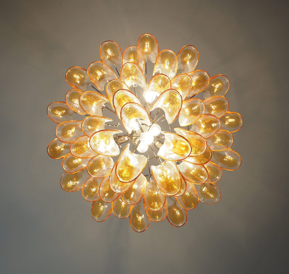 Murano Chandelier 53 Yellow Petal Glass