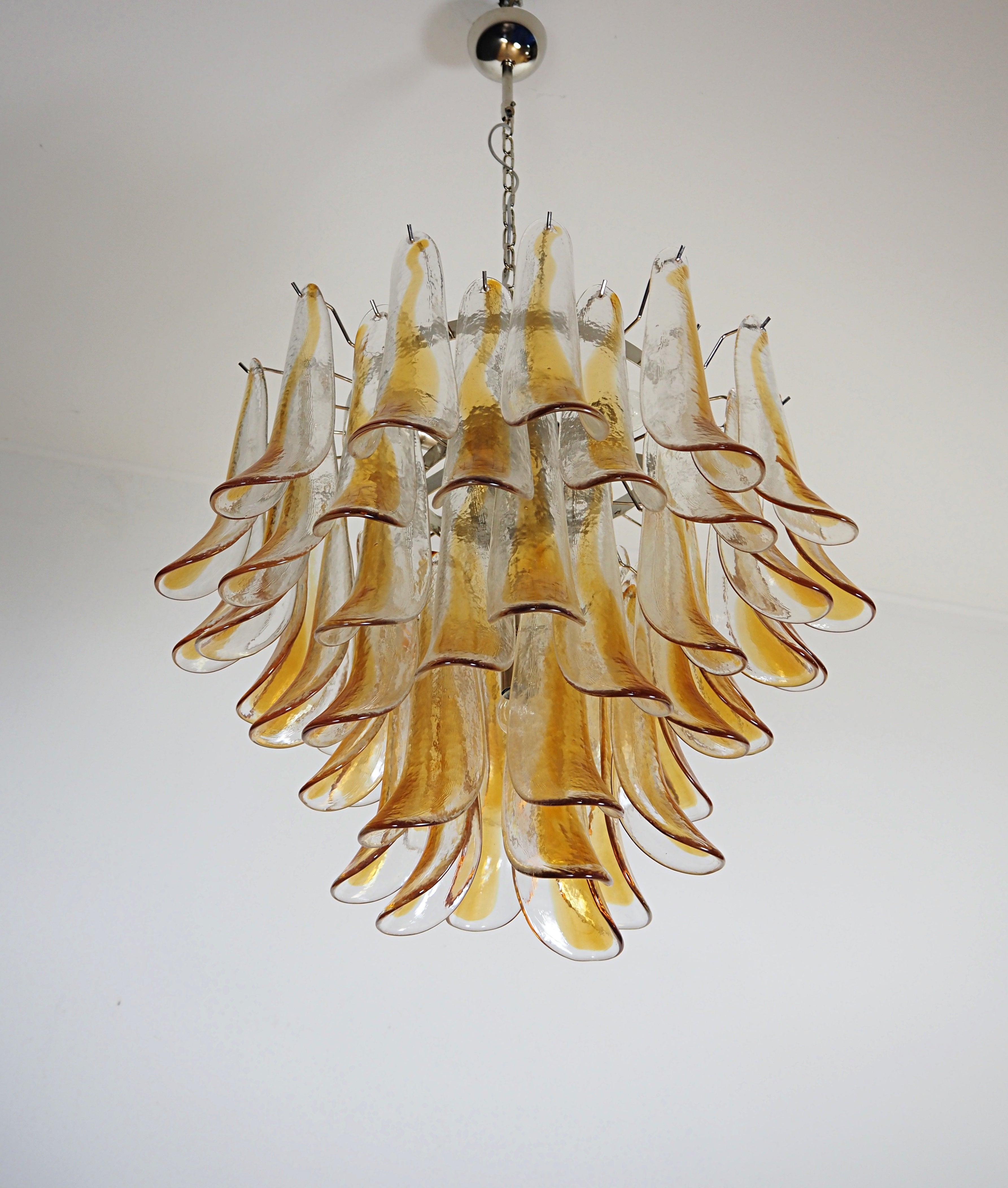 Murano Chandelier 53 Yellow Petal Glass