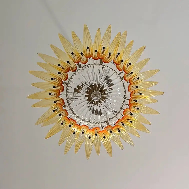 Murano Chandelier 36 Yellow Palmette Glass
