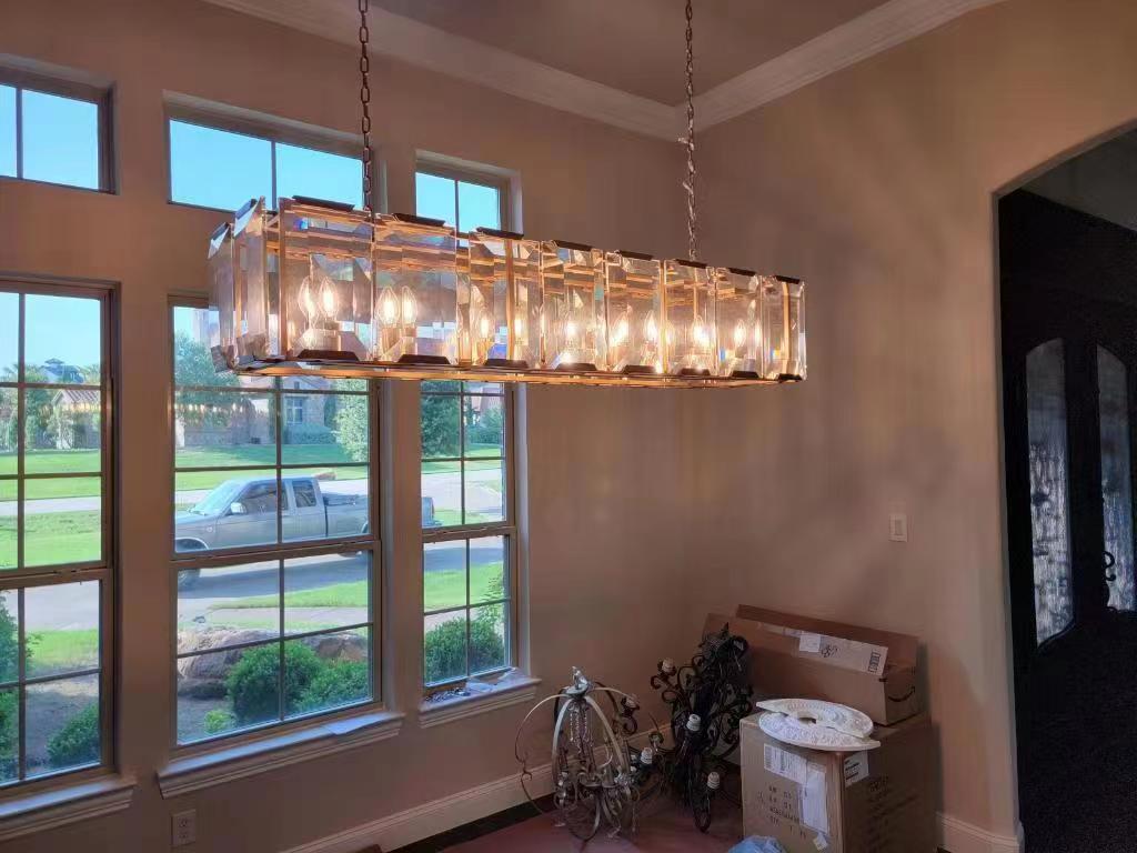 Harlow Faceted Crystal Rectangular Chandelier 54"