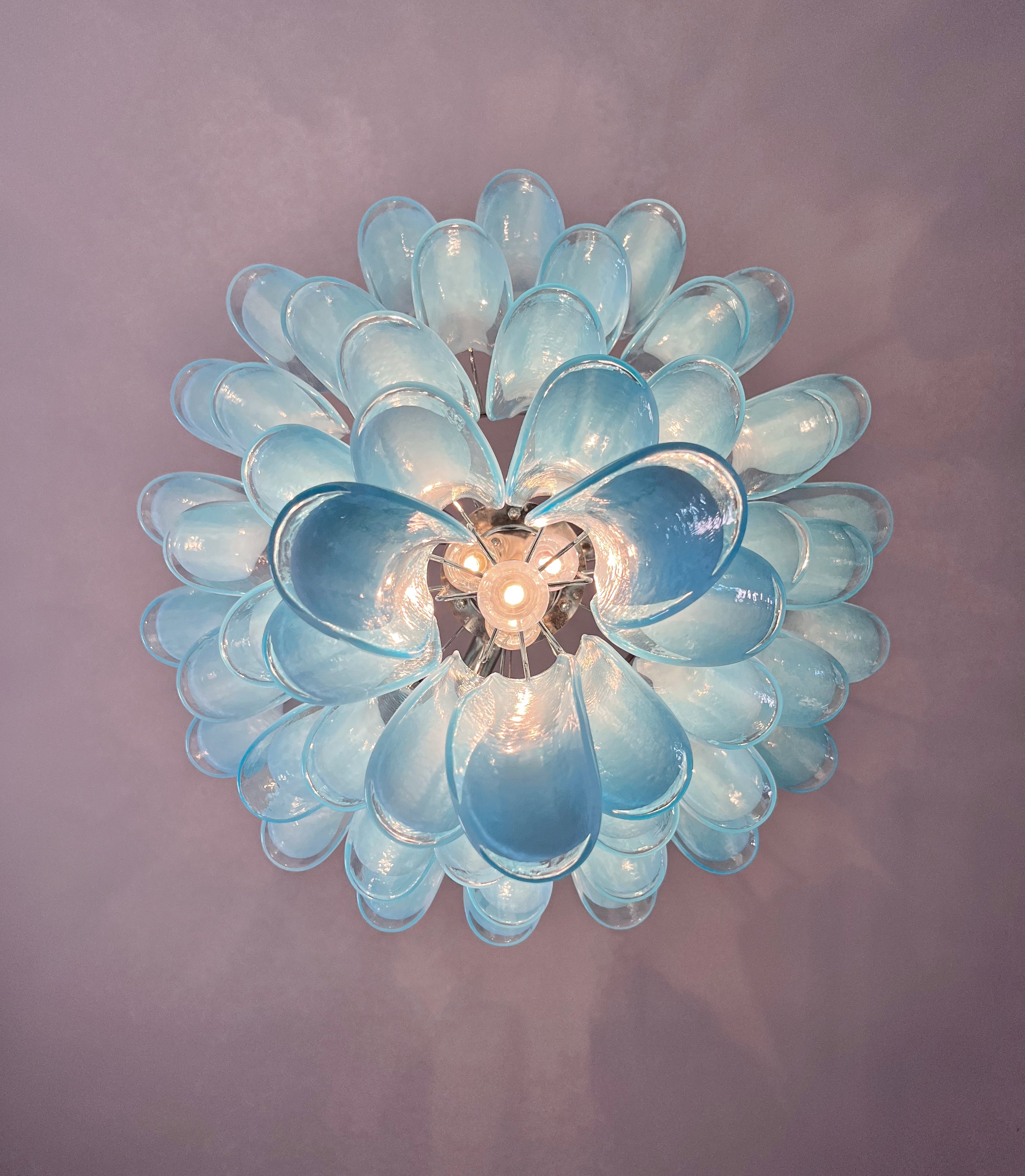 Murano Chandelier 52 Blue Petal Glass